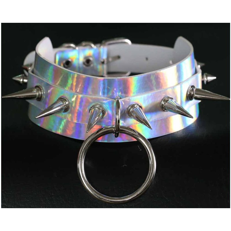 collier a pointes strobo laser argente