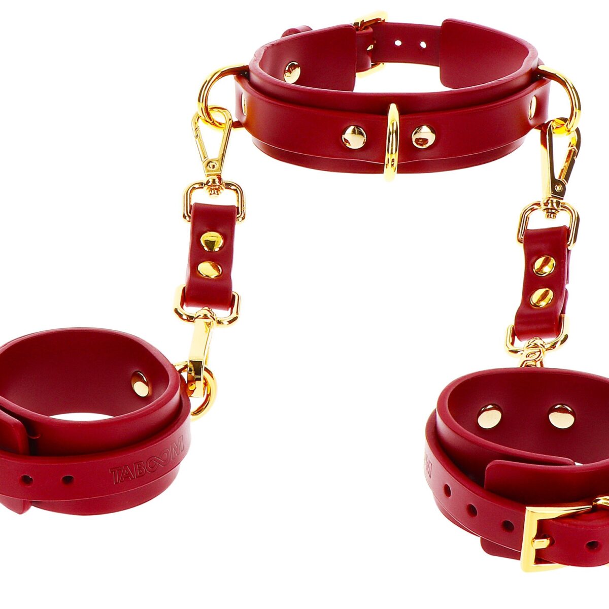 collier d ring avec menottes de poignets taboom rouge