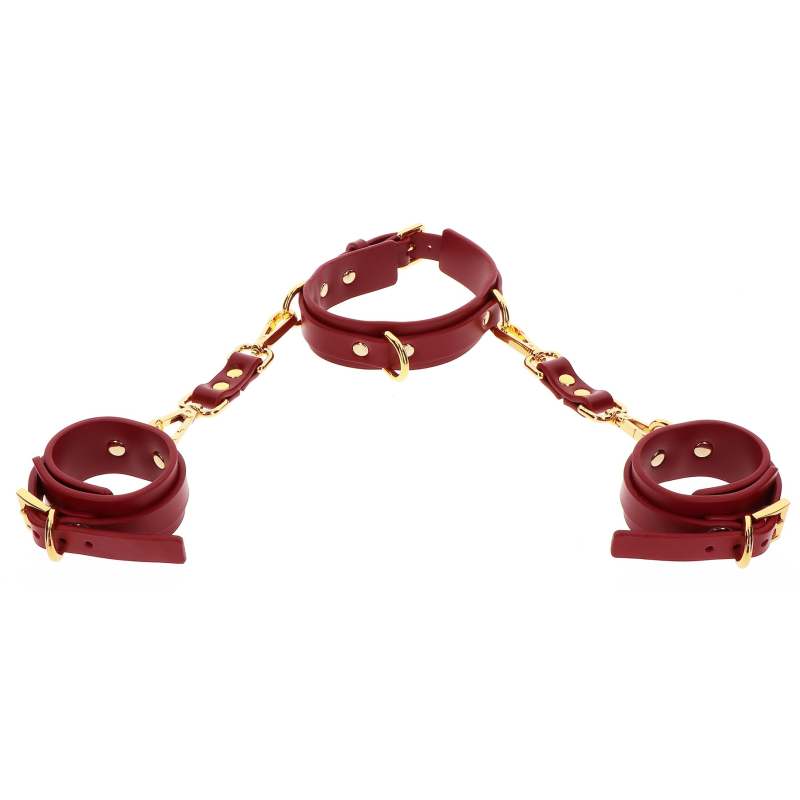 collier d ring avec menottes de poignets taboom rouge 3