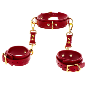 collier d ring avec menottes de poignets taboom rouge