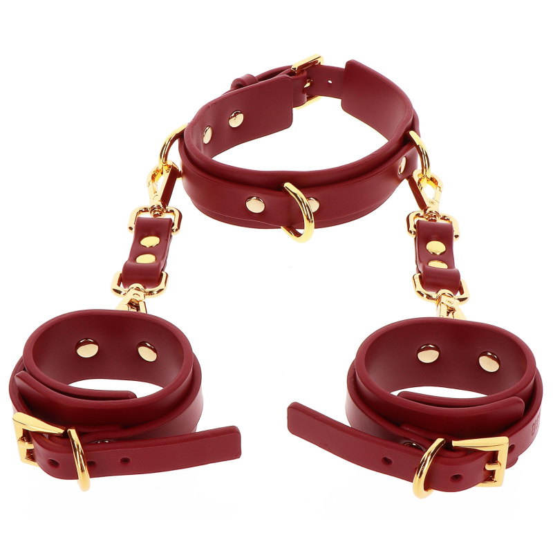 collier d ring avec menottes de poignets taboom rouge 4