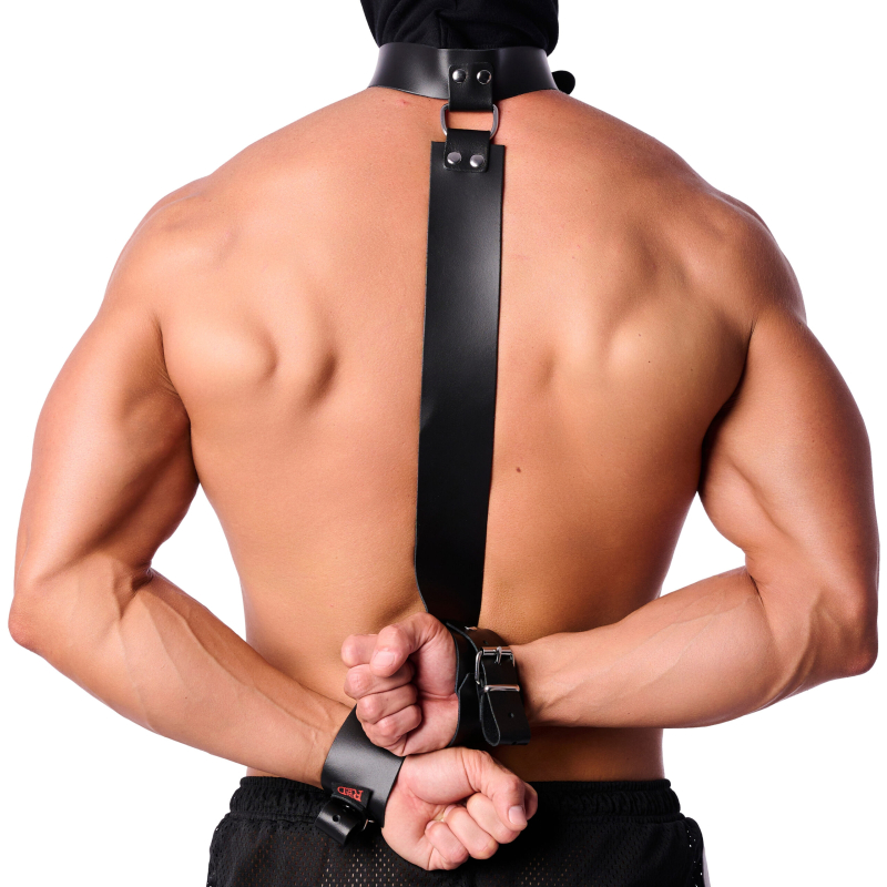 collier de bondage mains en cuir scaled