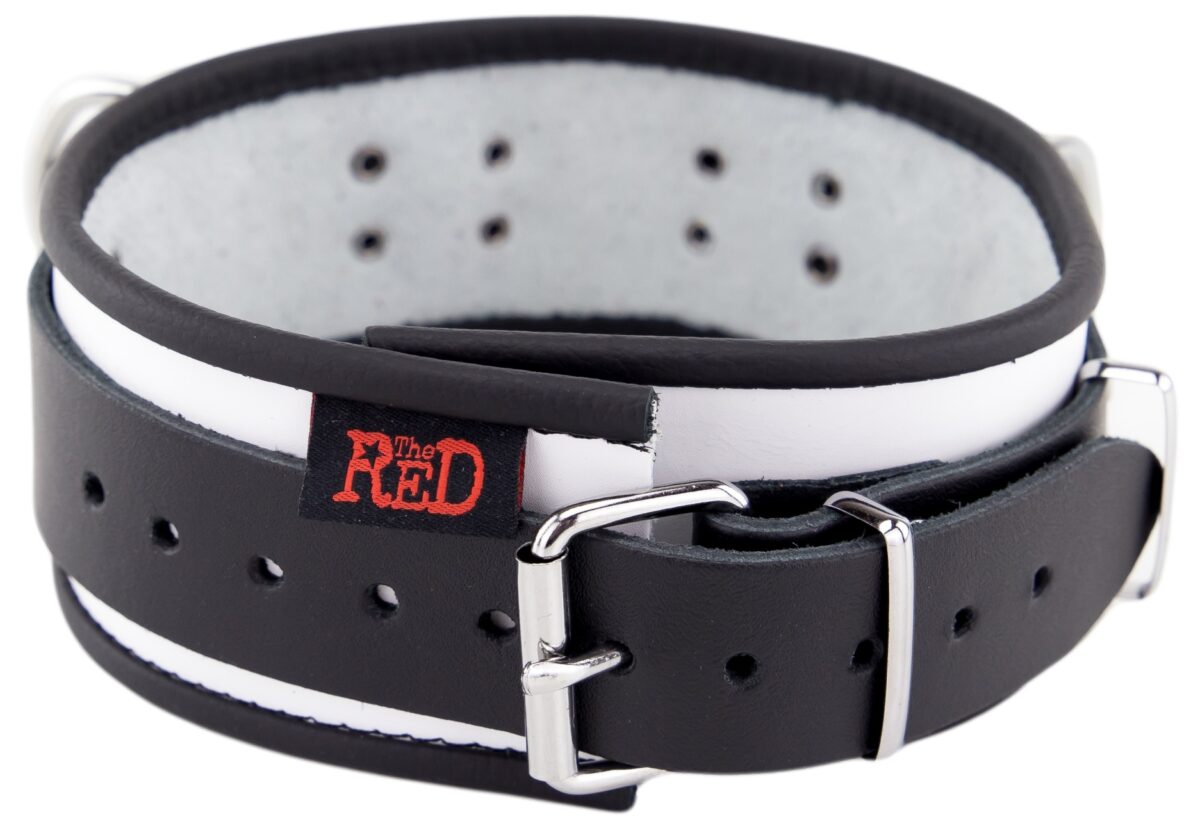 collier en cuir 3 anneaux d blanc noir 3