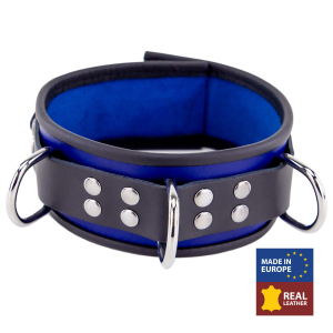 collier en cuir 3 anneaux d bleunoir