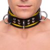 collier en cuir 3 anneaux d jaune noir 1