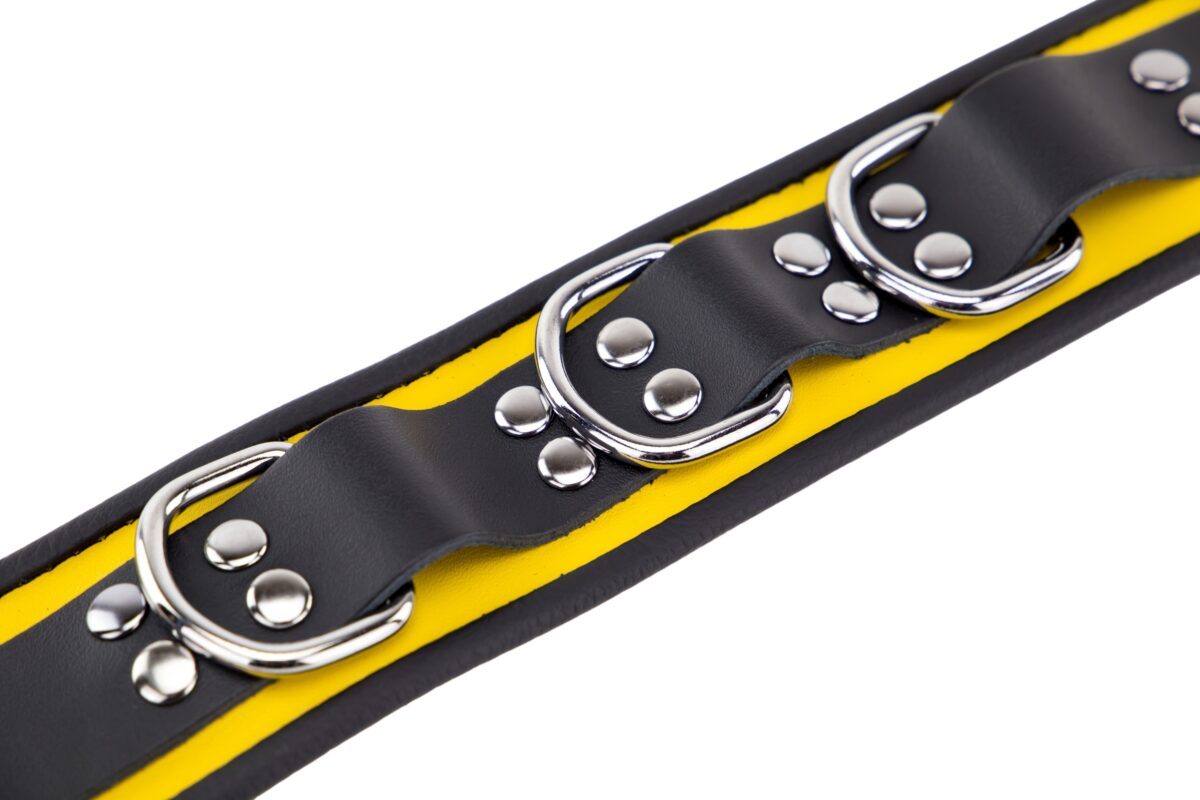 collier en cuir 3 anneaux d jaune noir 4 scaled