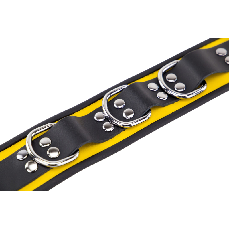 collier en cuir 3 anneaux d jaune noir 4 scaled