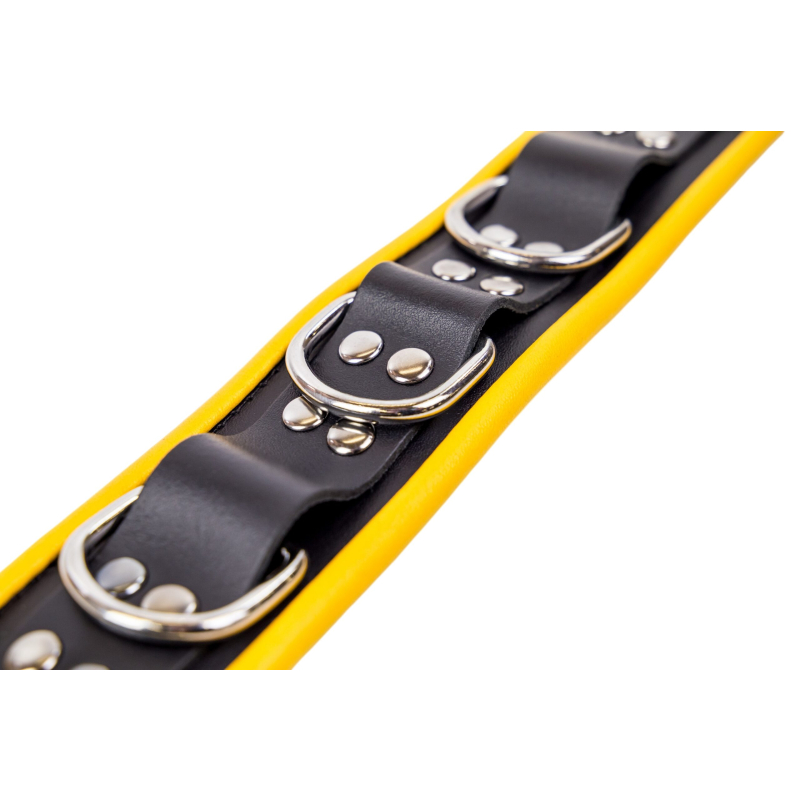collier en cuir 3 anneaux d noir jaune 2 scaled