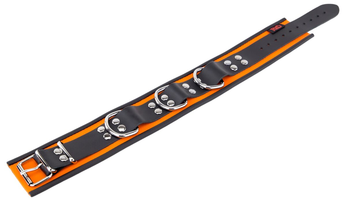 collier en cuir 3 anneaux d orange noir 4 scaled