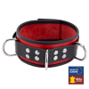 collier en cuir 3 anneaux d rouge noir