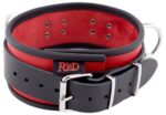 collier en cuir 3 anneaux d rouge noir 3