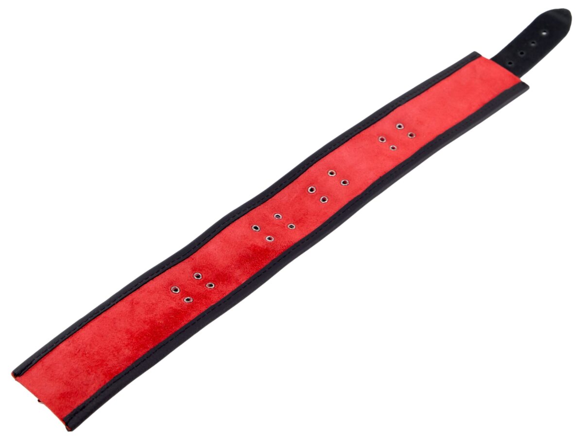 collier en cuir 3 anneaux d rouge noir 5