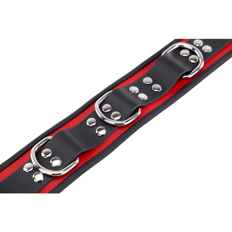 collier en cuir 3 anneaux d rouge noir 6 scaled