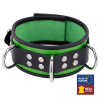 collier en cuir 3 anneaux d vert noir