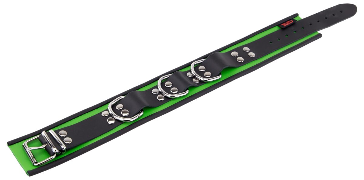 collier en cuir 3 anneaux d vert noir 4 scaled