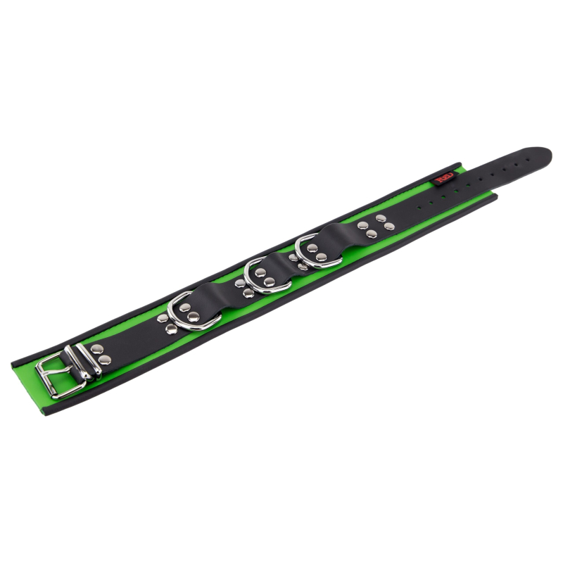 collier en cuir 3 anneaux d vert noir 4 scaled