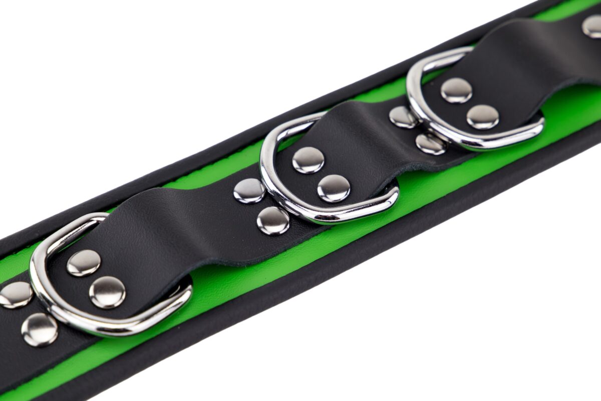collier en cuir 3 anneaux d vert noir 6 scaled