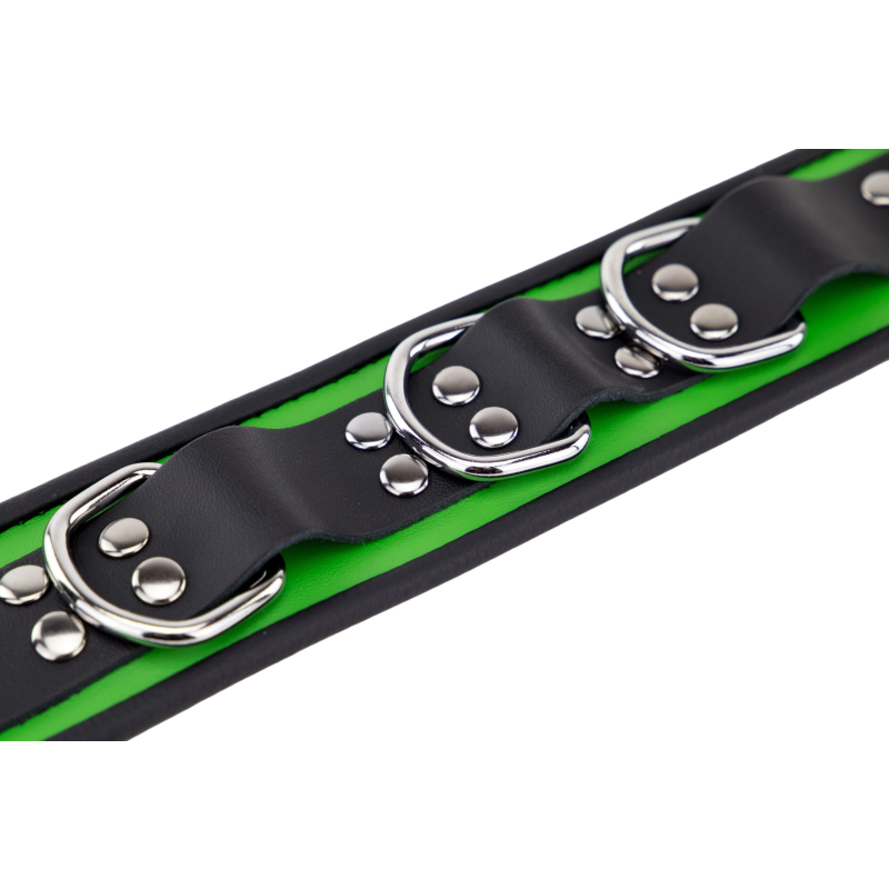 collier en cuir 3 anneaux d vert noir 6 scaled