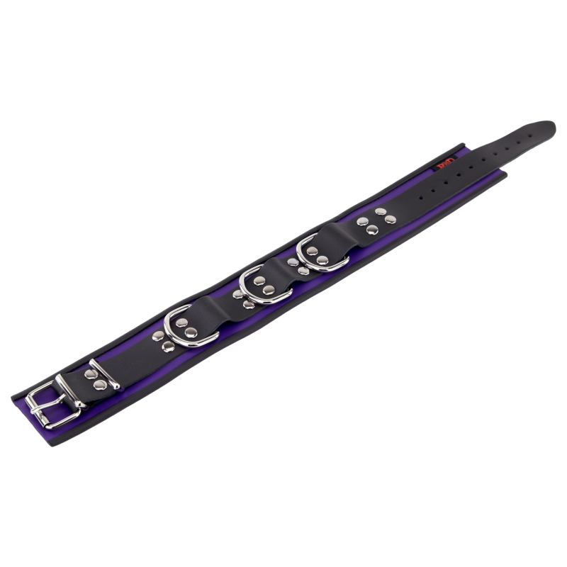 collier en cuir 3 anneaux d violet noir 4 scaled