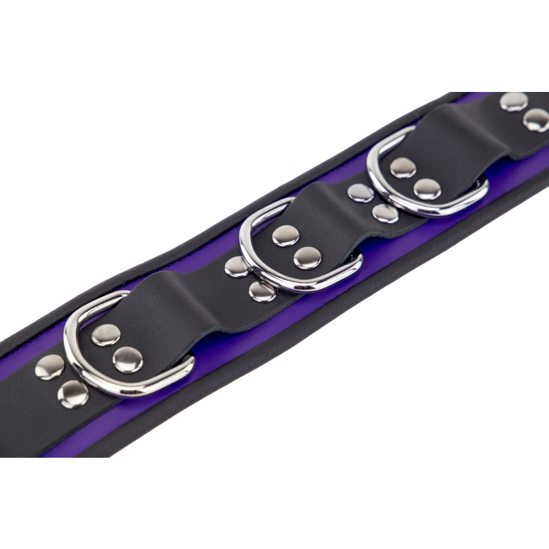 collier en cuir 3 anneaux d violet noir 5 scaled