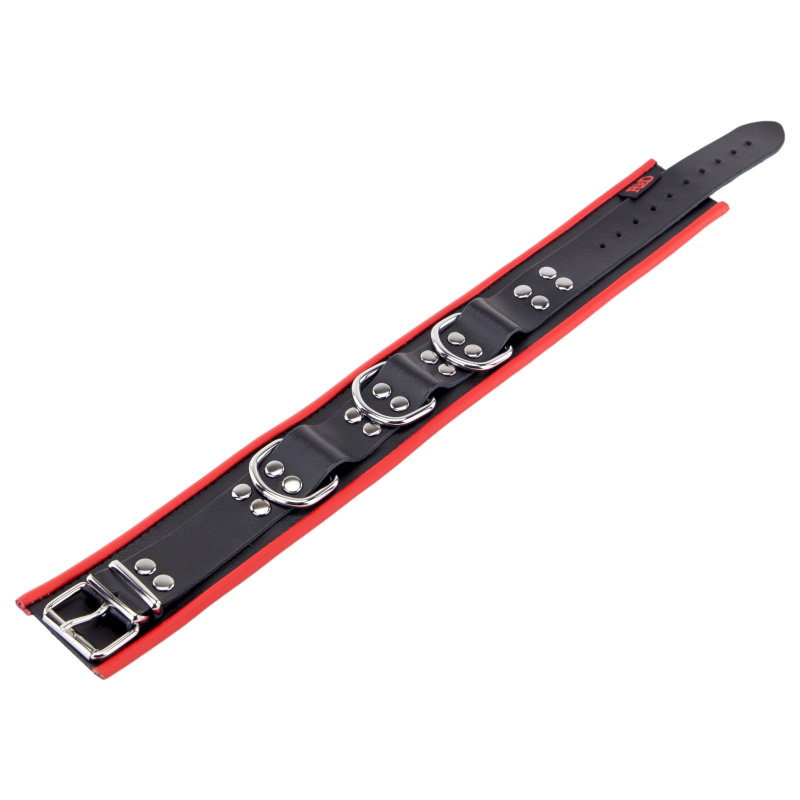 collier en cuir avec 3 anneaux d rouge 5