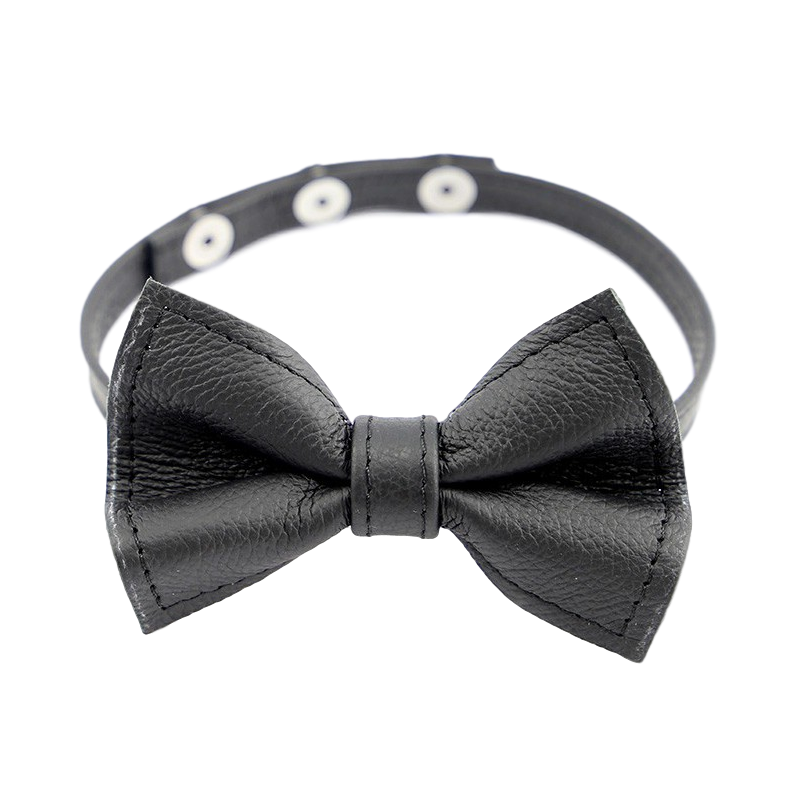 collier en cuir avec noeud papillon