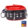 collier en cuir rembourre avec 3 anneaux d rouge 1