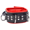 collier en cuir rembourre avec 3 anneaux d rouge 6