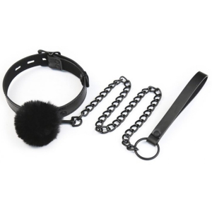 collier et laisse ball top noir