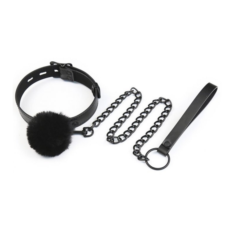 collier et laisse ball top noir