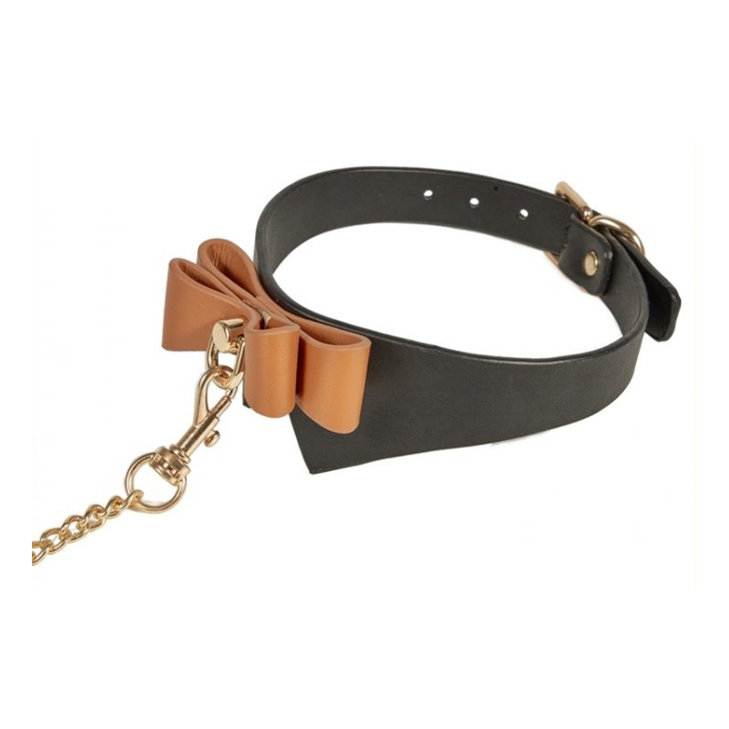 collier et laisse butler noir et marron 3