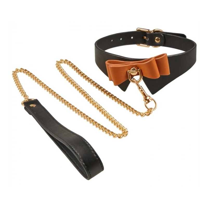 collier et laisse butler noir et marron