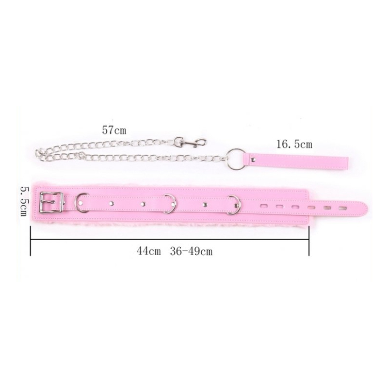 collier et laisse fur rose 1
