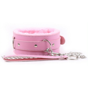 collier et laisse fur rose