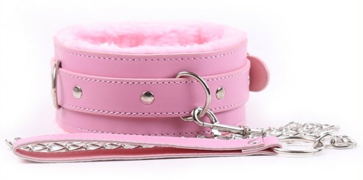 collier et laisse fur rose