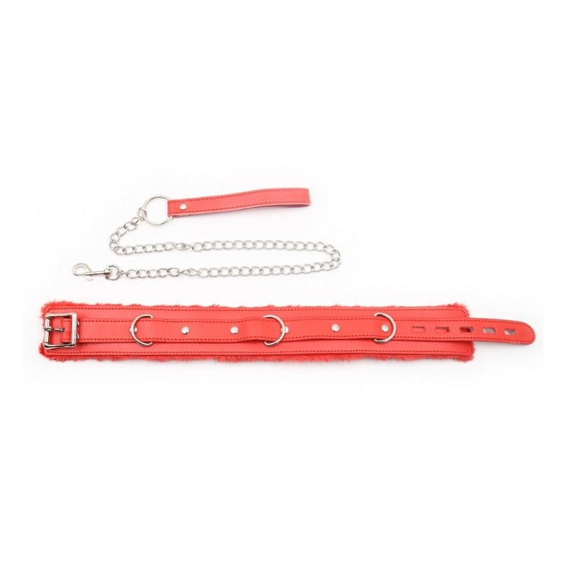 collier et laisse fur sweet rouge 1