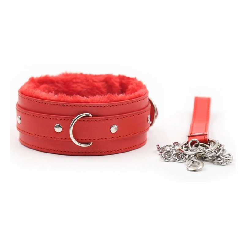 collier et laisse fur sweet rouge