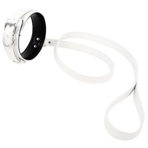 collier et laisse lighty blanc