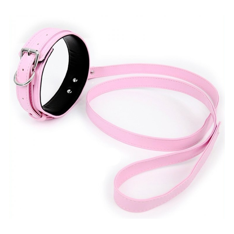 collier et laisse lighty rose