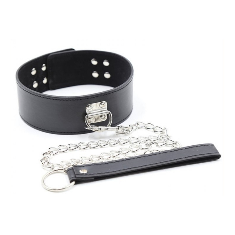 collier et laisse pin lock noir