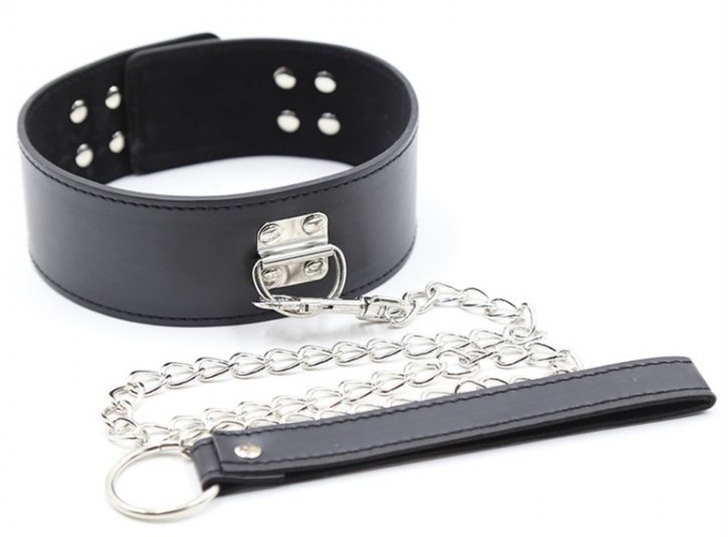 collier et laisse pin lock noir