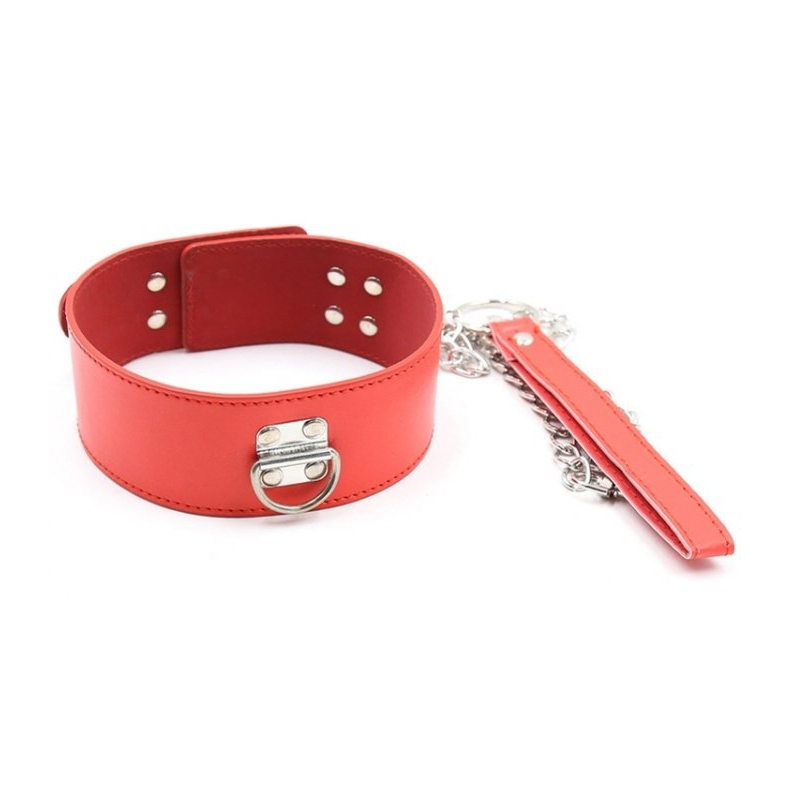 collier et laisse pin lock rouge