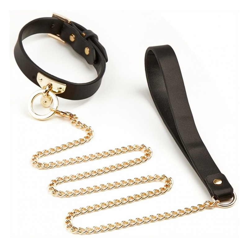 collier et laisse sclave noirs