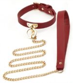 collier et laisse sclave rouge