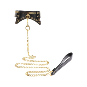 collier et laisse studded vogue noir