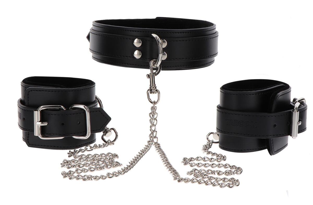 collier et menottes de poignets heavy taboom noir 2