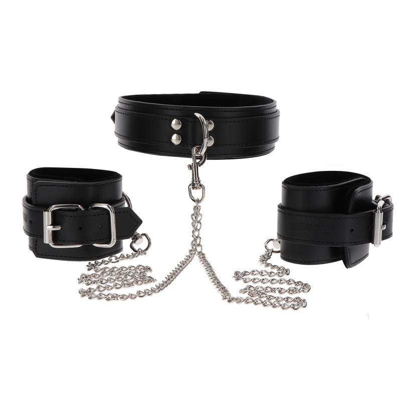 collier et menottes de poignets heavy taboom noir 2