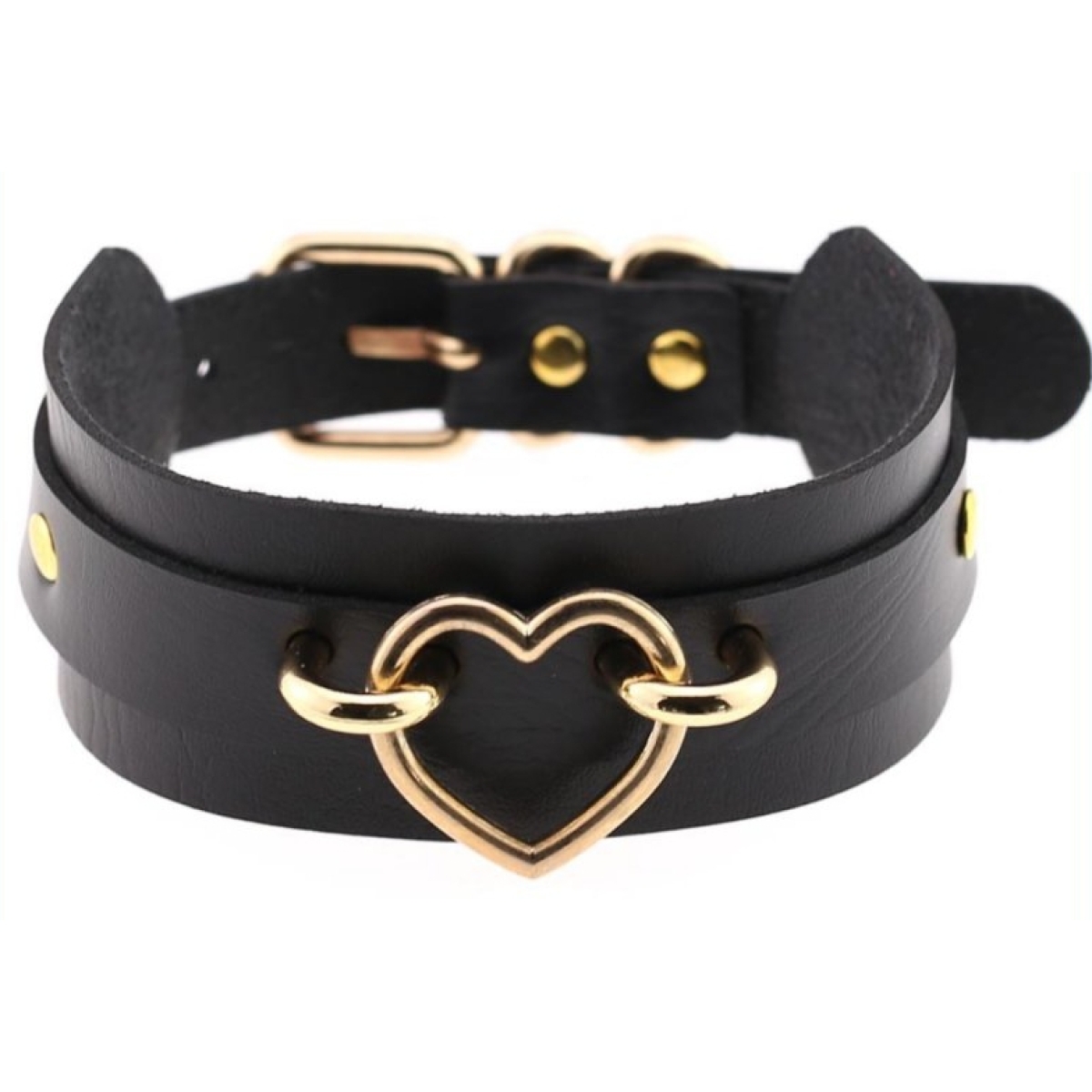 collier fantaisie golden heart noir
