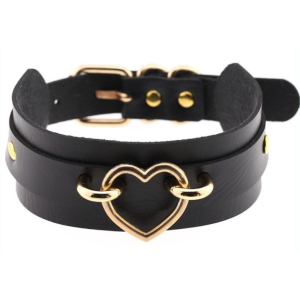 collier fantaisie golden heart noir 2