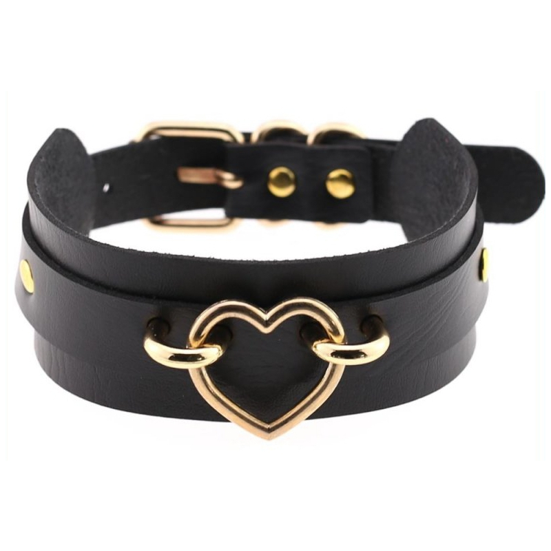 collier fantaisie golden heart noir